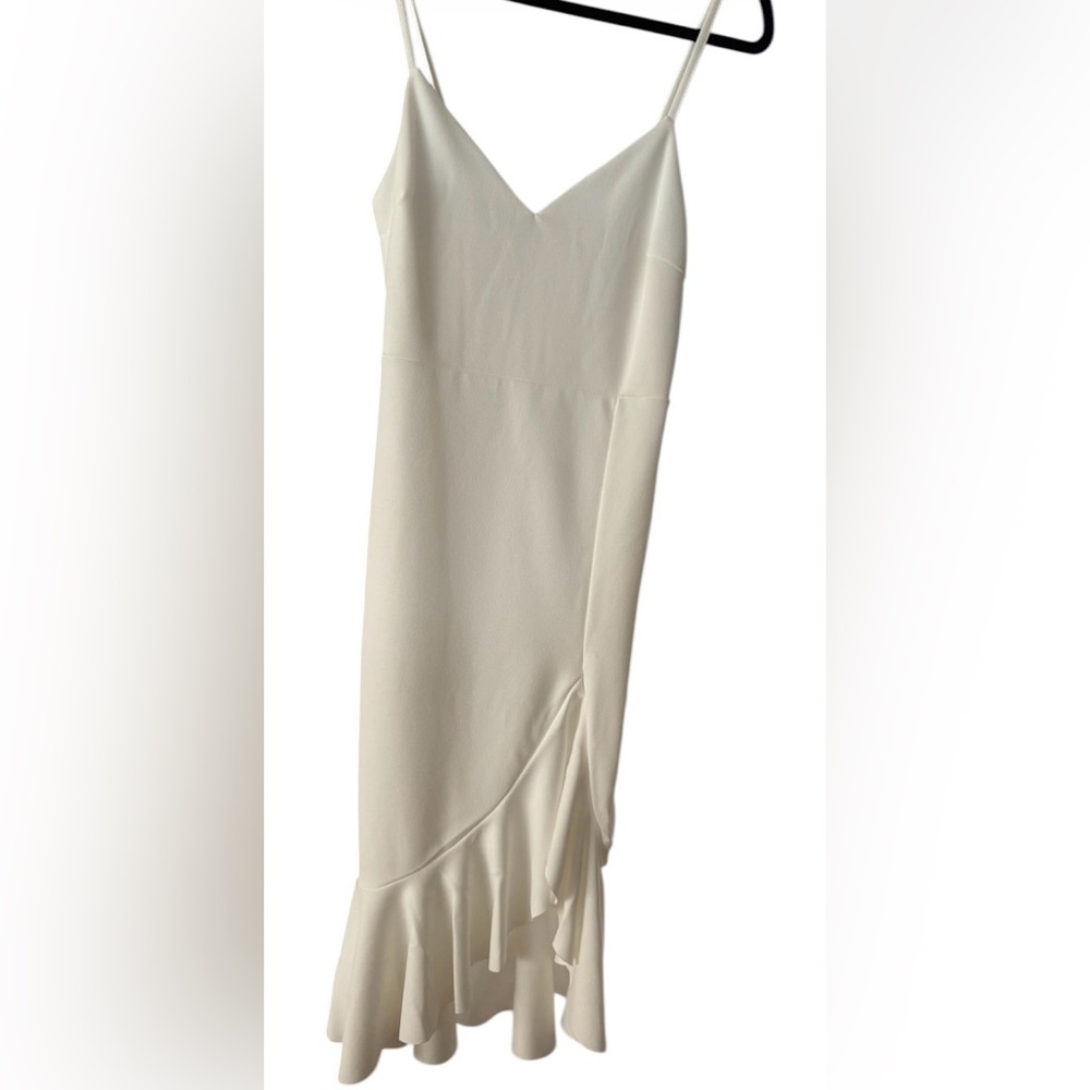 White Spaghetti-Strap Ruffle-Hem Midi Dress - Picture 3 of 8